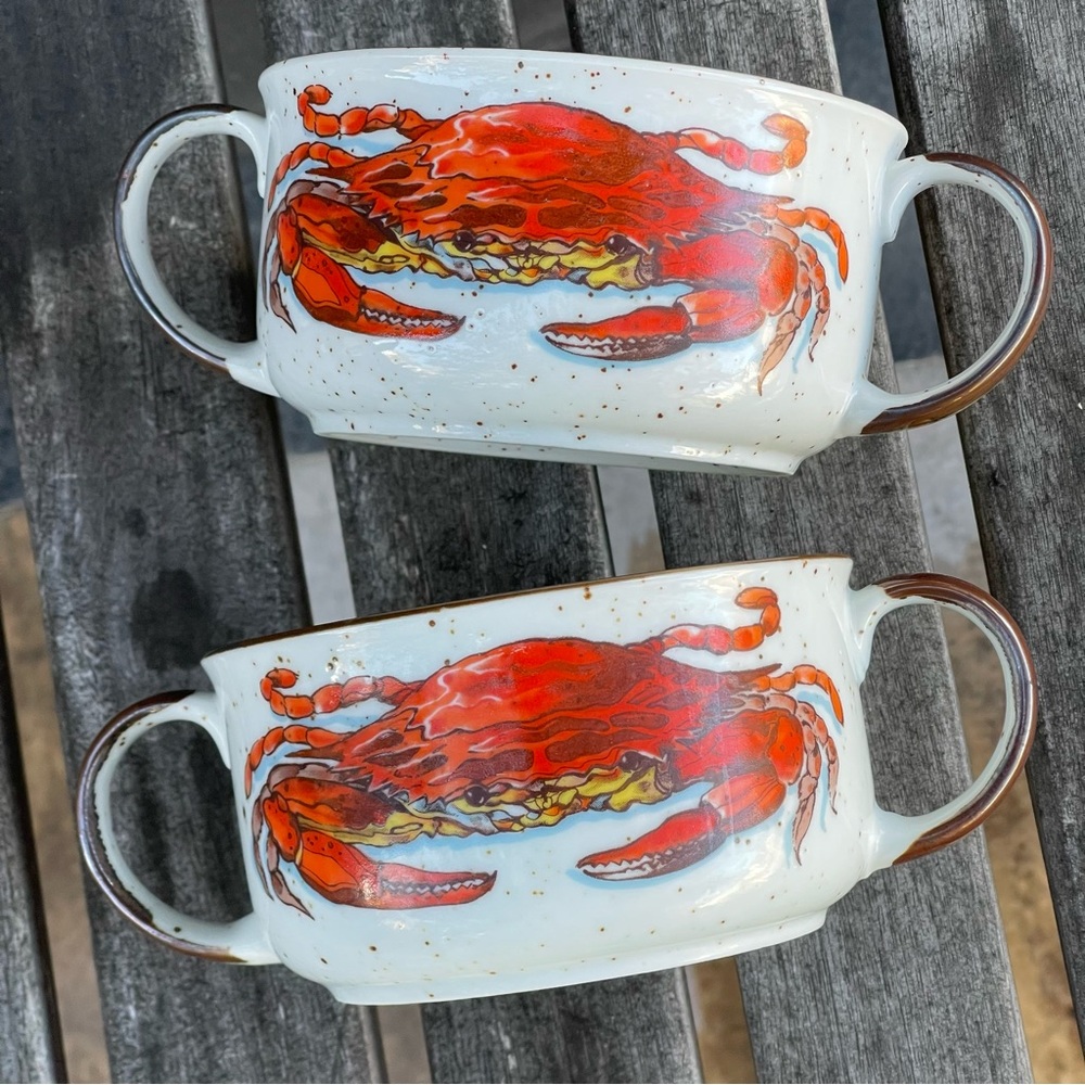 VINTAGE D. H. Holmes Crab Chowder Gumbo Soup Bowls Made in Japan